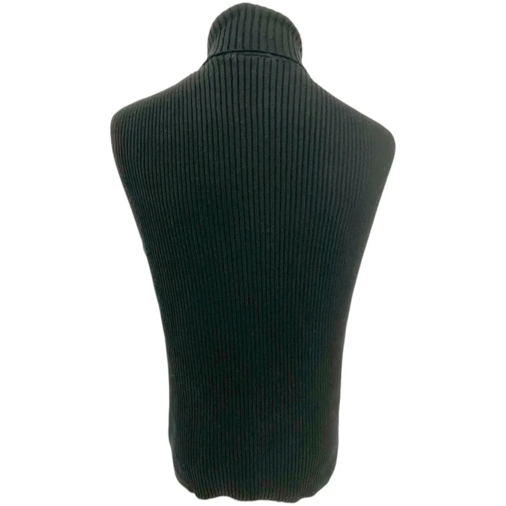 Chicos Black Ribbed‎ Sleeveless Turtleneck Silk Blend Sweater Top Womens Sz 1 Sm